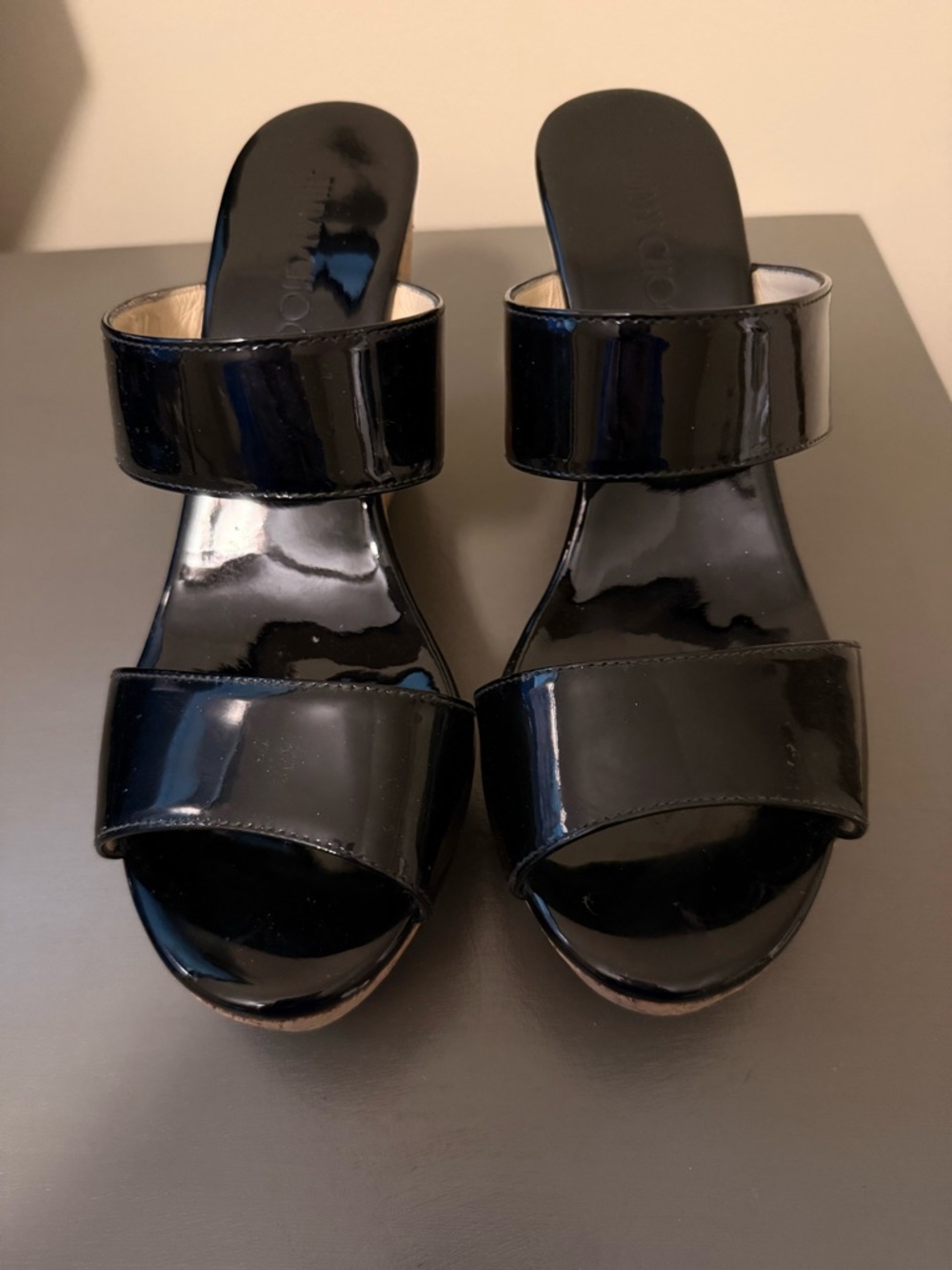 Jimmy Choo Black Patent Double-Strap Mules - Picture 3 of 5